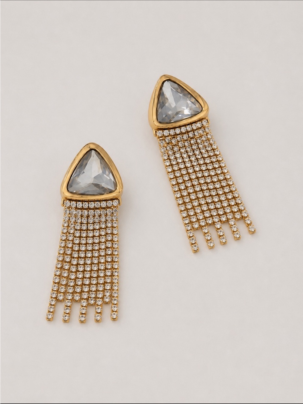 New! Gold Crystal Rhinestone Statement Earrings NWOT (3042)